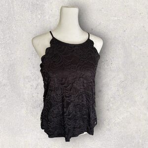 Elegant Black Lace Tank Top